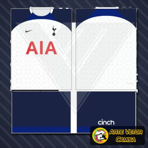 Camisa do Tottenham com logo no peito e uma estampa grande nas costas mostrando detalhes clássicos que destacam o estilo do time em combinação perfeita de cores.
