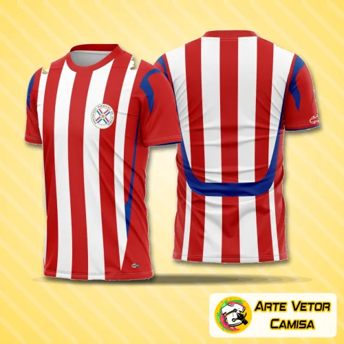 Camisa estilizada do Paraguai 2007 com logo icônico no peito e grande estampa tradicional nas costas em cores vibrantes, destacando um design clássico e esportivo.