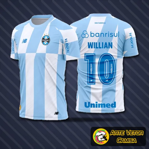 Camisa com logo no peito e estampa grande nas costas em estilo reserva do Grêmio 2026-27, ideal para torcedores que querem um visual moderno e autêntico.