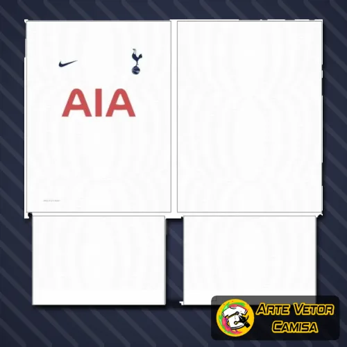 Camisa com logo no peito em destaque e estampa grande nas costas, apresentando um design moderno que destaca as cores tradicionais do Tottenham