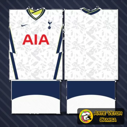 Camisa branca com logo no peito e estampa grande nas costas temática do time Tottenham, destacando detalhes precisos e design moderno, ideal para fãs do futebol.