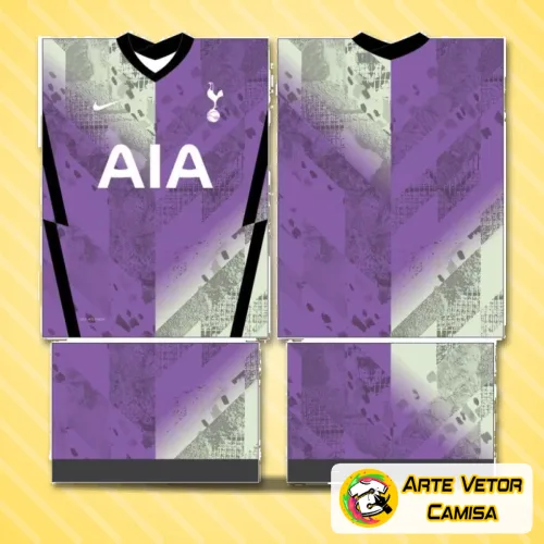 Camisa com logo do Tottenham no peito e estampa grande nas costas destacando o design clássico do time em cores vibrantes, ideal para fãs que valorizam estilo e tradição.