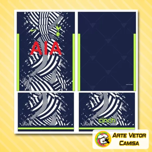 Camisa do Tottenham com logo no peito e estampa grande nas costas, destacando detalhes clássicos do time com design marcante e cores vibrantes, ideal para fãs que valorizam estilo e autenticidade.