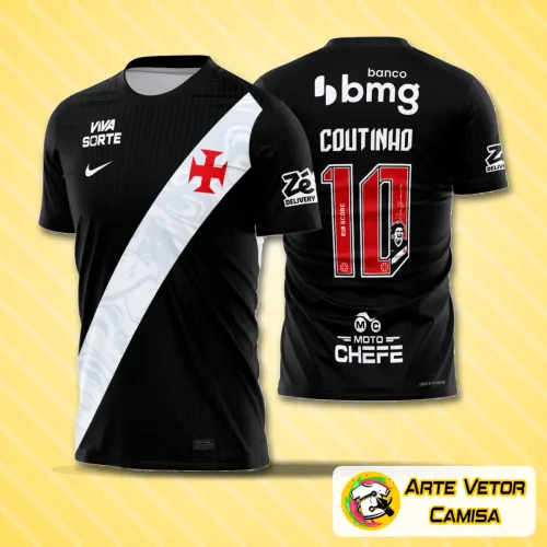 Camisa do Vasco com logo no peito em destaque e estampa grande nas costas mostrando o tradicional design do time para 2026