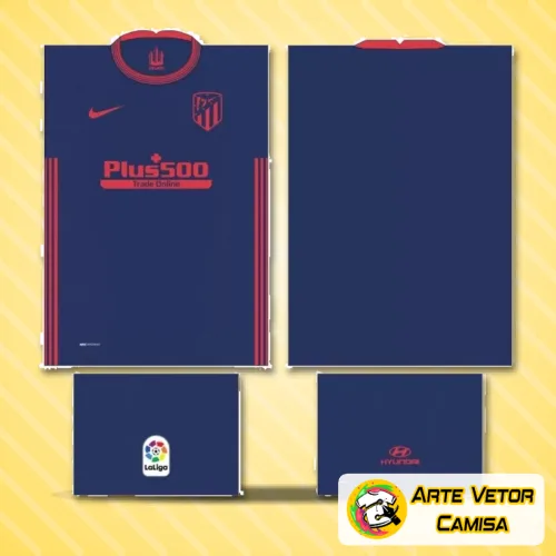 Camisa final com logo no peito e estampa grande nas costas que destaca o design inovador e as cores vibrantes do Atlético de Madrid para 2024, perfeita para fãs do clube que apreciam estilo e autenticidade.