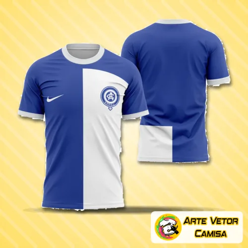 Camisa reserva do Atlético de Madrid 2023-2024 com logo no peito e estampa grande nas costas, apresentando design moderno e cores vibrantes da equipe para os torcedores.