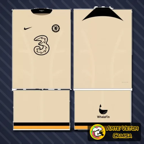 Camisa Chelsea com logo no peito visível e grande estampa nas costas, exibindo design moderno e vibrante, perfeita para quem quer destacar seu estilo com autenticidade e paixão pelo time.