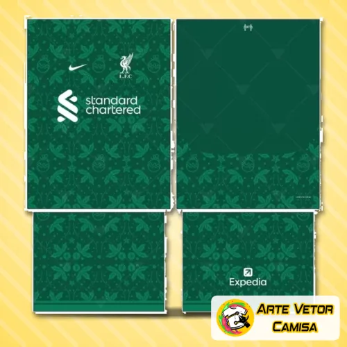 Camisa estilizada com logo no peito em destaque e estampa grande nas costas, apresentando um visual moderno e vibrante inspirado no time Liverpool, perfeita para torcedores que valorizam autenticidade e estilo.