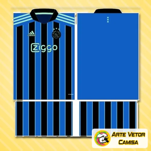 Camisa com logo no peito e estampa grande nas costas, destacando o estilo esportivo e a identidade visual do Ajax em um design moderno e marcante.