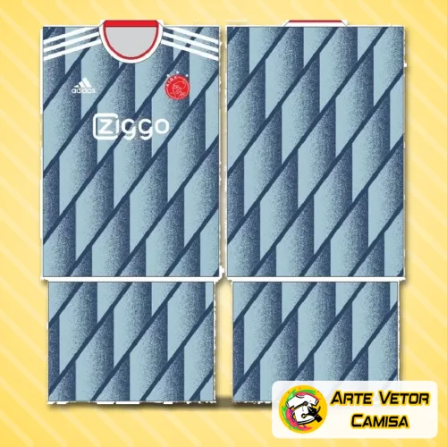 Camisa com logo no peito e estampa grande nas costas, apresenta design esportivo e moderno inspirado no Ajax, perfeito para torcedores que valorizam estilo e autenticidade.