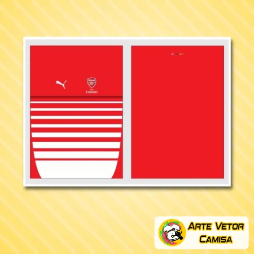 Camisa com logo no peito e estampa grande nas costas, destacando o estilo único inspirado no Arsenal, perfeita para quem valoriza design arrojado e autenticidade em suas roupas.