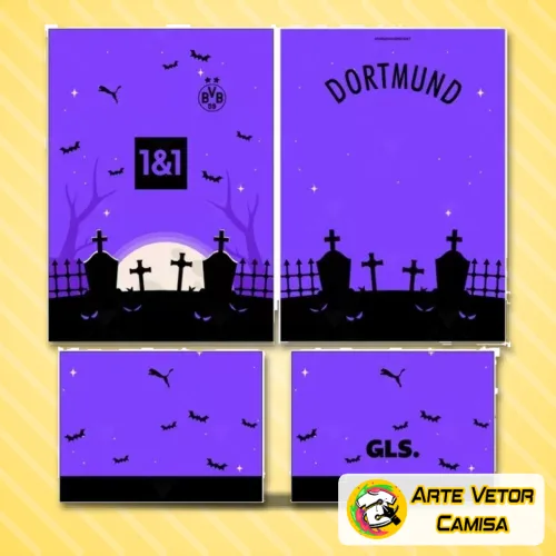 Camisa com logo no peito do Borussia Dortmund e estampa grande nas costas, destacando design moderno e cores vibrantes que representam o conceito de 2018 com estilo único e atraente.