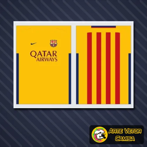 Camisa final com logo no peito e estampa grande nas costas, destacando o design vibrante que representa o time Barcelona em estilo moderno e cativante, perfeito para quem ama futebol e quer se destacar.