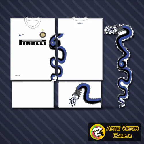 Camisa preta do Inter de Milão 2024 com logo no peito e estampa grande nas costas destacando detalhes modernos e linhas elegantes, ideal para quem é fã do time e busca estilo autêntico
