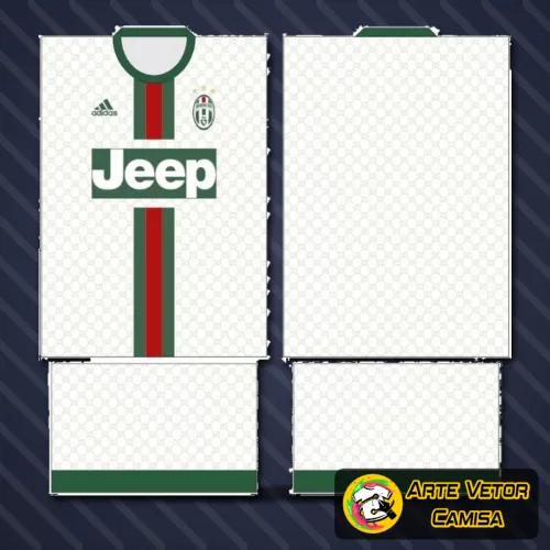 Camisa com logo no peito da Juventus e estampa grande nas costas destacando o escudo e elementos icônicos do clube em design moderno e vibrante.