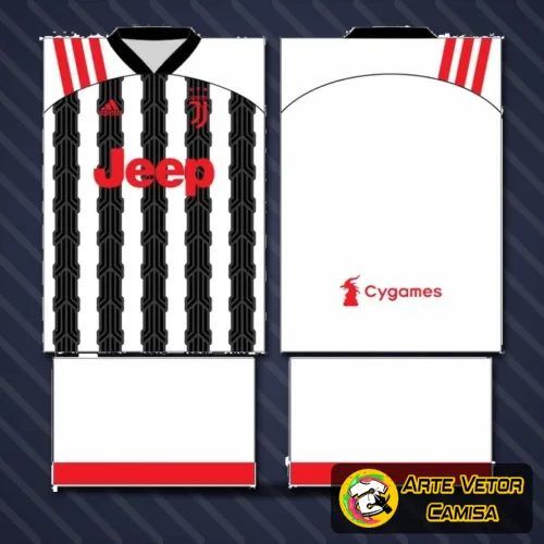Camisa com logo no peito da Juventus e uma estampa grande nas costas que destaca o escudo e detalhes do time em cores vibrantes, perfeita para mostrar paixão pelo clube com estilo único.