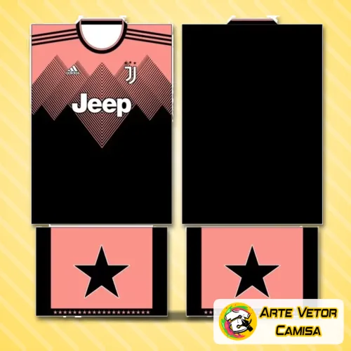 Camisa Juventus com logo no peito e estampa grande nas costas, destacando o design marcante e as cores vibrantes que evidenciam a paixão pelo time.