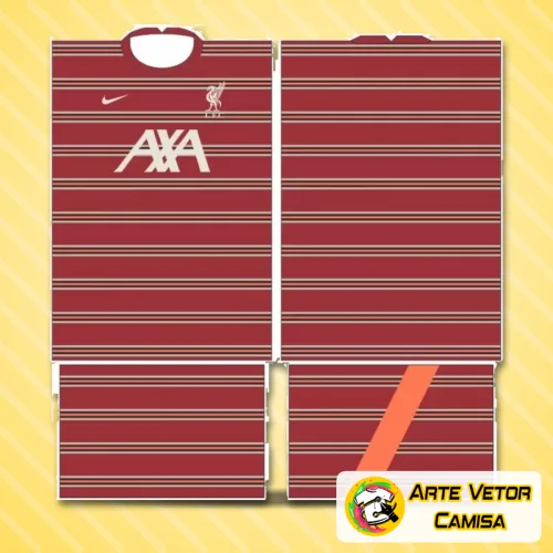 Visualização da camisa LiverPool com logo no peito destacado e estampa grande nas costas, ideal para torcedores que querem mostrar paixão pelo time com estilo e personalidade marcante.