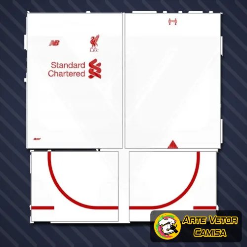 Camisa com logo no peito e estampa grande nas costas que destaca o espírito do LiverPool, mostrando design vibrante e detalhes exclusivos que homenageiam a paixão pelo time.