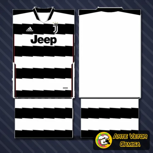 Camisa com logo no peito e estampa grande nas costas aplicada, exibindo design detalhado e vibrante que destaca a paixão pelo Juventus de forma marcante e elegante.