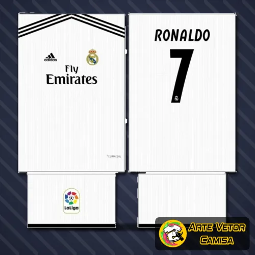 Camisa com logo no peito do Real Madrid e estampa grande nas costas destacando o número 11 em design moderno e elegante, perfeita para fãs do time com visual autêntico e vibrante.