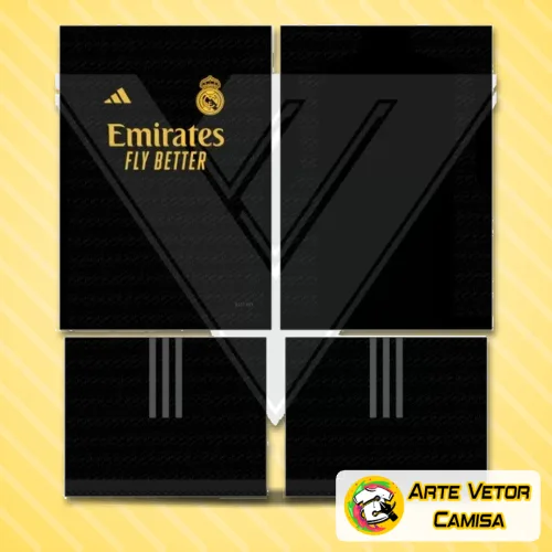 Camisa Real Madrid com logo no peito em destaque e estampa grande nas costas, exibindo detalhes vibrantes que remetem à paixão pelo time, ideal para torcedores que valorizam design diferenciado e autenticidade.