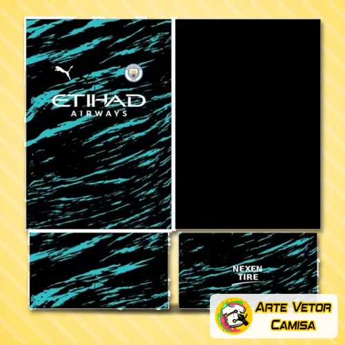 Camisa azul com logo no peito e estampa grande nas costas que traz design moderno e detalhes exclusivos, combinando estilo e paixão pelo futebol em cada traço.