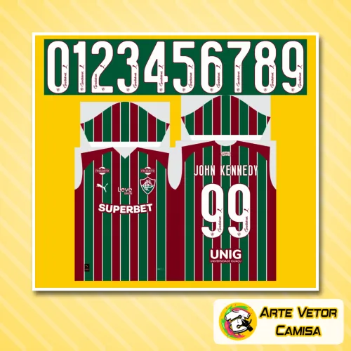 Camisa do Fluminense 2026 com logo no peito e estampa grande nas costas, exibindo um design moderno e detalhes exclusivos que destacam o orgulho e tradição do time.