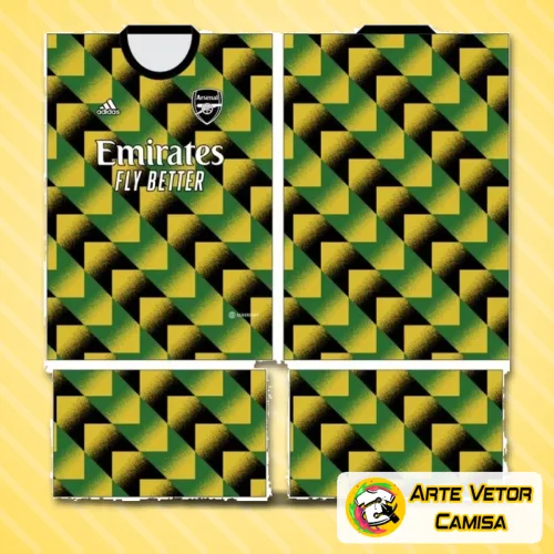 Camisa do Arsenal com logo no peito e estampa grande nas costas exibindo detalhes vibrantes que remetem ao time de futebol, ideal para quem ama o clube e quer estilo marcante na roupa.