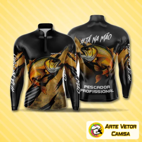 Camisa com logo no peito e estampa grande nas costas, exibindo design moderno e vibrante ideal para pesca esportiva, combinando estilo e funcionalidade para momentos de lazer e aventura.