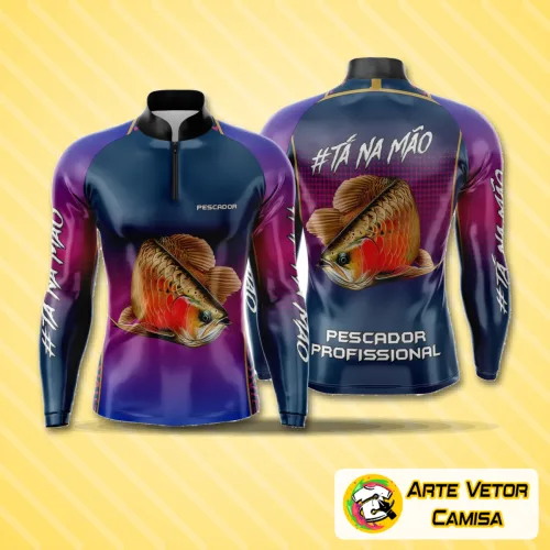 Camisa de pesca esportiva com logo no peito e estampa grande nas costas, ideal para amantes da pesca com design moderno e atrativo, perfeita para prática esportiva com estilo único e conforto.