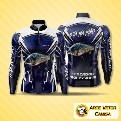 Camiseta esportiva com logo no peito e estampa grande nas costas, ideal para quem ama pescaria e estilo despojado, perfeita para momentos ao ar livre e aventuras.