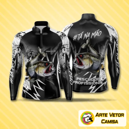 Camiseta com logo no peito e estampa grande nas costas, ideal para quem busca estilo com conforto na pesca esportiva, visual moderno e marcante.