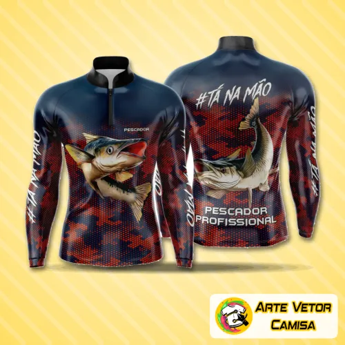 Camisa de pesca esportiva com logo no peito e estampa grande nas costas, ideal para quem busca estilo e conforto nas aventuras ao ar livre.