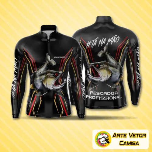 Camisa esportiva de pesca com logo no peito e estampa grande nas costas que destaca a temática náutica e esportiva, ideal para apaixonados por pesca e atividades ao ar livre.