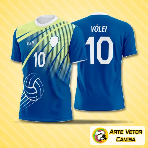 Camiseta de vôlei com logo no peito e estampa grande nas costas, com design moderno e elegante, ideal para destacar sua equipe em estilo contemporâneo e esportivo.