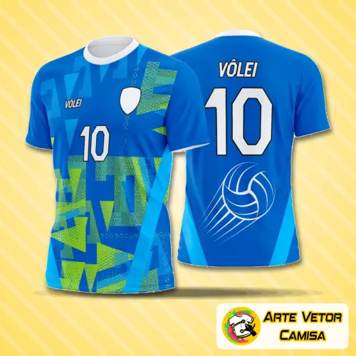 Camisa de vôlei com logo no peito e estampa grande nas costas, apresentando cores vibrantes e desenho moderno que destaca o estilo esportivo único do time.
