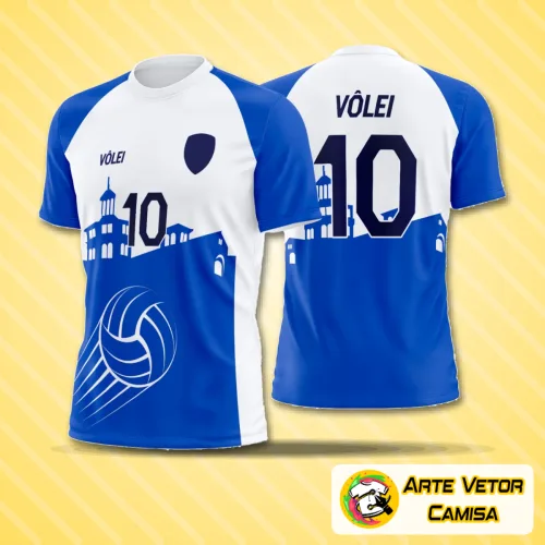 Camisa de vôlei com logo no peito bem destacado e estampa grande e vibrante nas costas, perfeita para quem busca estilo moderno e autenticidade nas partidas e treinos.