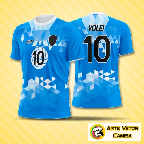 Camisa de vôlei com logo no peito e estampa grande nas costas, garantindo um visual moderno e marcante para quem busca estilo e conforto durante o jogo ou treino.