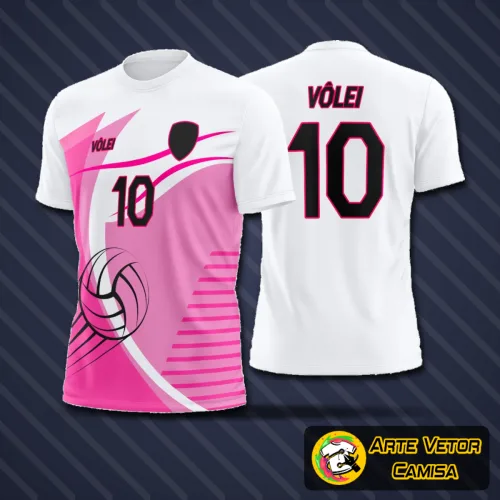 Camiseta finalizada com logo no peito e estampa grande nas costas que destaca o estilo moderno e esportivo, perfeita para amantes de vôlei com visual impactante e marcante.