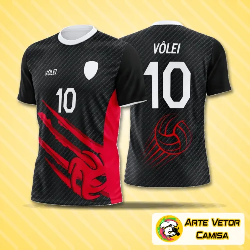 Camisa de vôlei com logo no peito e estampa grande nas costas com design moderno e cores vibrantes, ideal para destacar nas quadras e torcer com estilo.