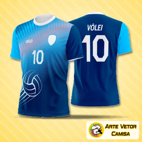 Camisa de vôlei com logo no peito e estampa grande nas costas em design moderno e arrojado, perfeito para quem busca estilo autêntico e visual impactante no esporte.