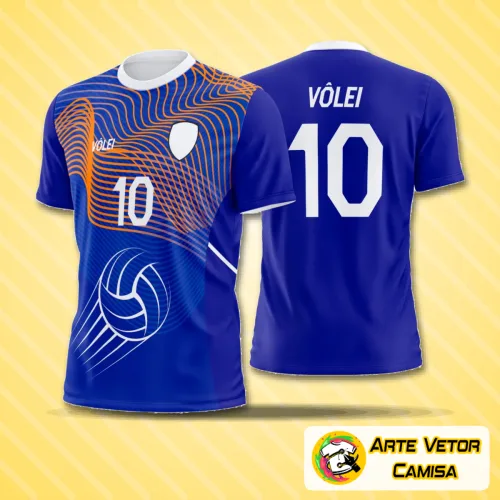 Camisa de vôlei feminina com logo no peito e estampa grande nas costas destacando um design moderno e esportivo em cores vibrantes, perfeita para times que buscam visual único e arrojado.