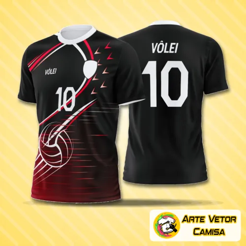 Camisa de vôlei com logo no peito visível e estampa grande nas costas em design moderno e vibrante, ideal para quem busca estilo e personalidade nas quadras.
