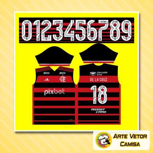 Arte Vetor Camisa Flamengo 2024 - 2025 Atualizada