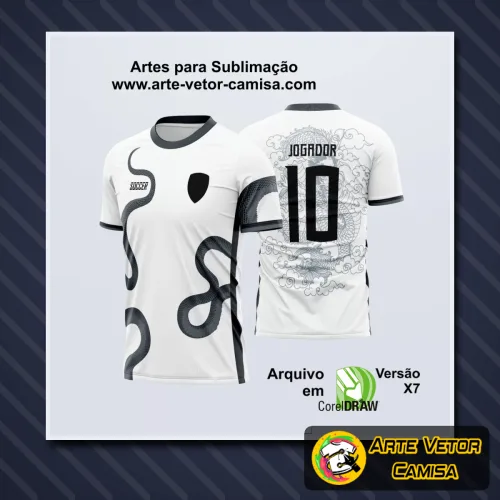 Camisa com logo no peito em destaque e uma estampa grande nas costas que cria visual marcante e moderno, perfeita para representar times em eventos interclasses com estilo e personalidade.