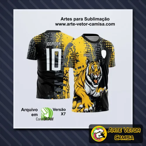 Camisa com logo no peito e estampa grande nas costas exibindo design interclasse moderno e vibrante, ideal para eventos escolares e confraternizações com visual único e atraente.
