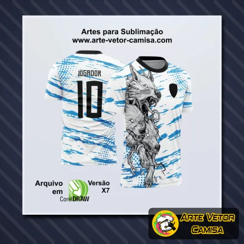 Camisa com logo no peito e estampa grande nas costas em destaque, com design moderno e visual vibrante para eventos interclasse, perfeita para causar impacto e unir equipes.