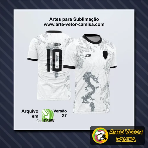 Camisa com logo no peito e estampa grande nas costas, exibindo design moderno e vibrante perfeito para eventos interclasses, combinando estilo e personalidade.