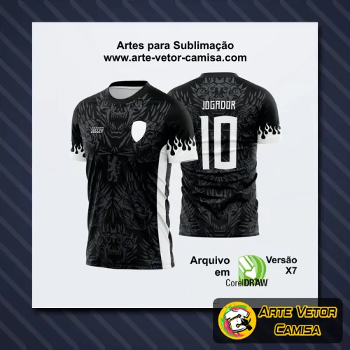 Camisa com logo personalizado no peito e estampa grande nas costas em design vibrante, ideal para destacar sua equipe e marcar presença em eventos escolares e interclasses.